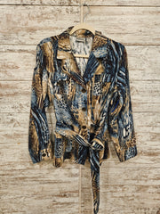 TAN/BLUE BUTTON UP JACKET $149