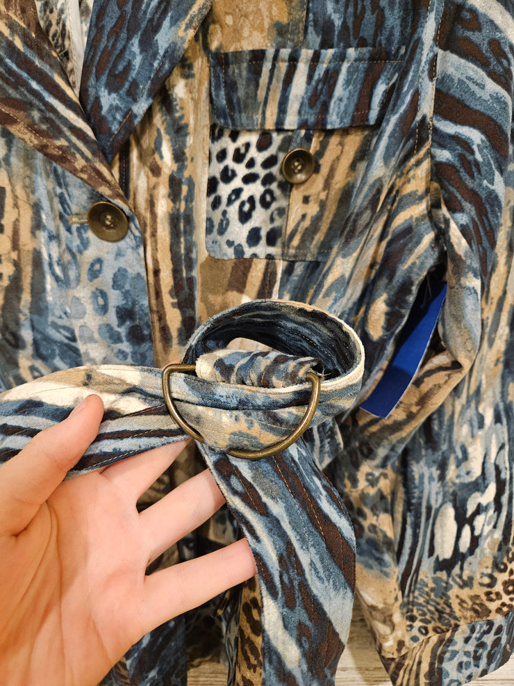 TAN/BLUE BUTTON UP JACKET $149