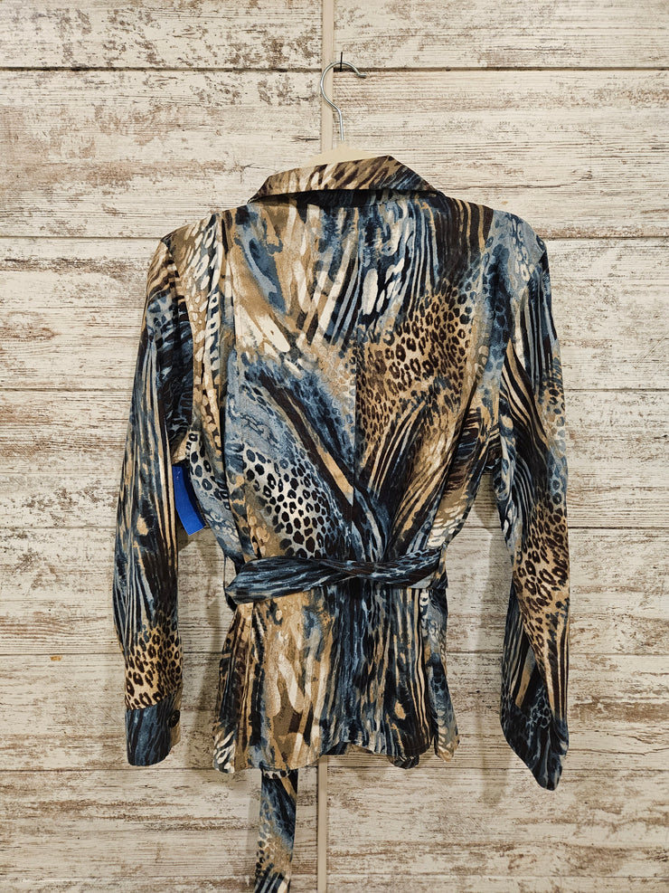 TAN/BLUE BUTTON UP JACKET $149