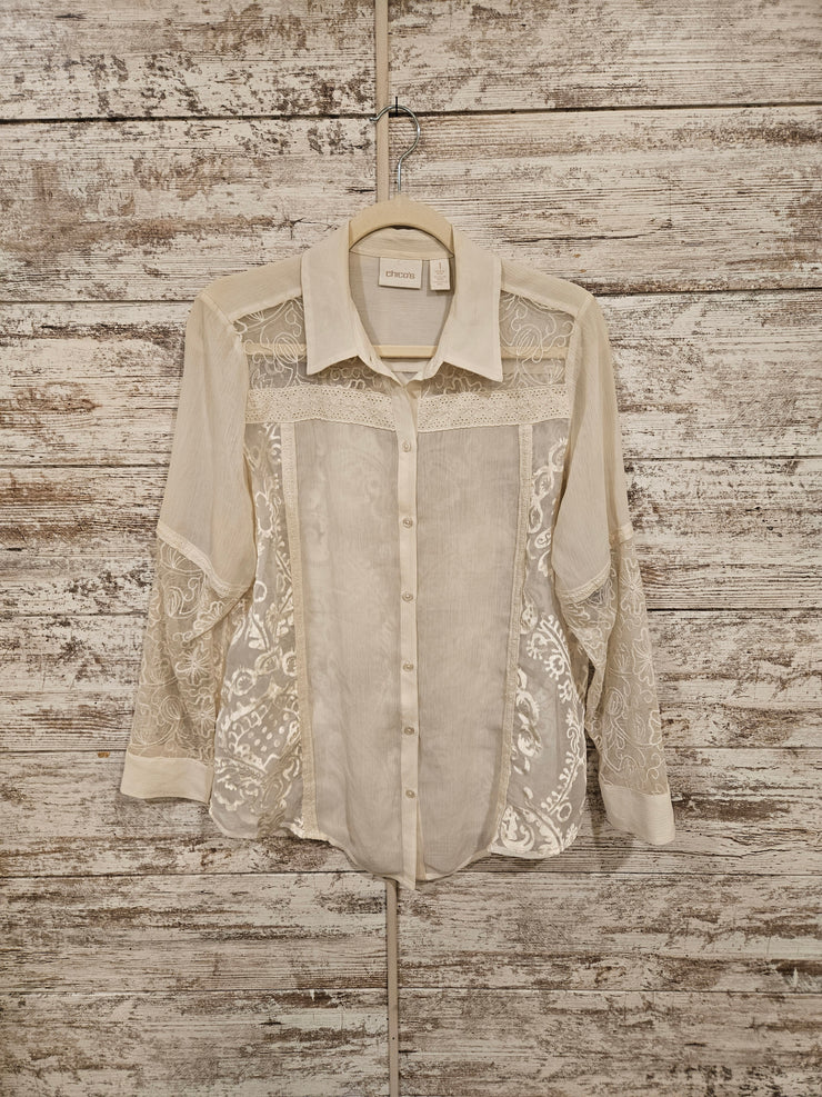 IVORY LACE SHEER TOP $129