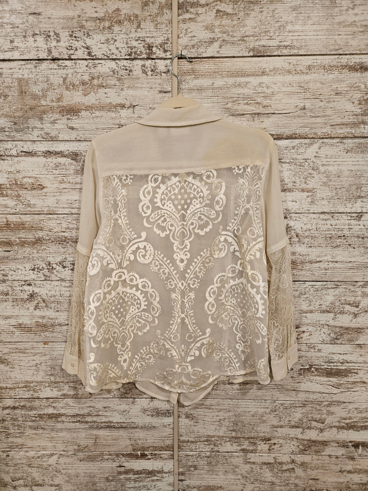 IVORY LACE SHEER TOP $129