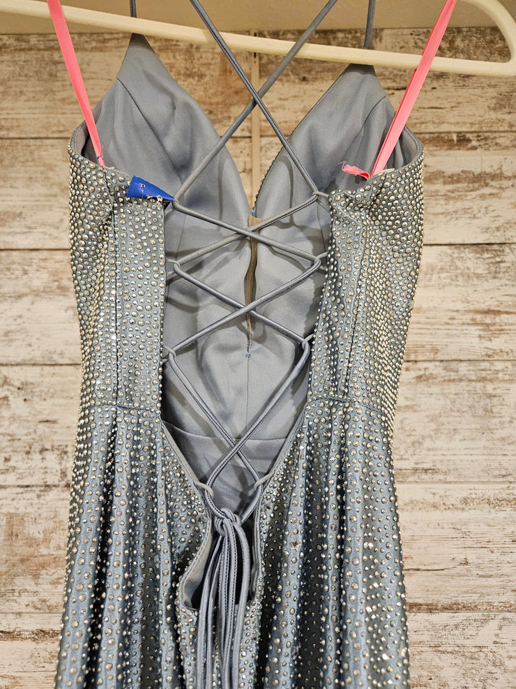 BLUE SPARKLY LONG EVENING GOWN