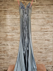 BLUE SPARKLY LONG EVENING GOWN