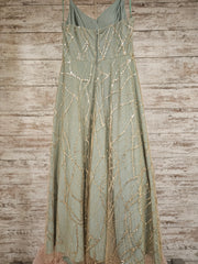 GREEN/GOLD A LINE GOWN