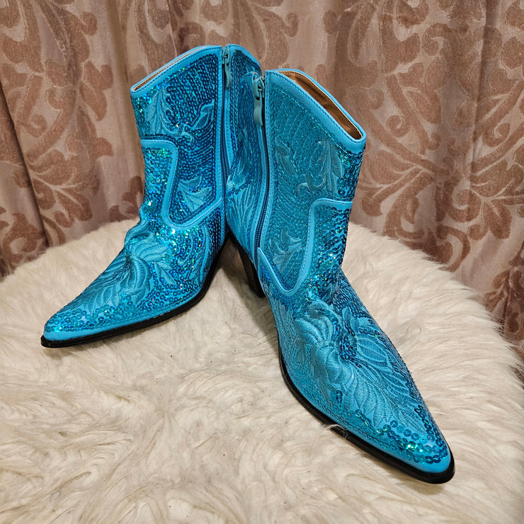 BLUE SPARKLY BOOTS (NEW) $165