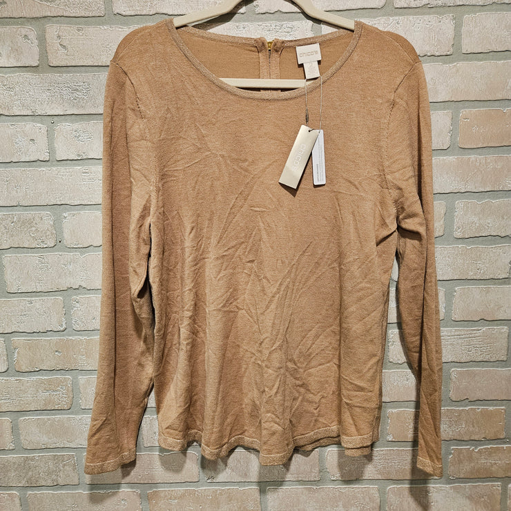 TAN METALLIC SWEATER-NEW $99