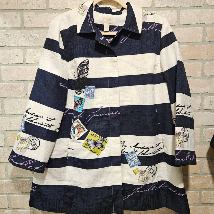 NAVY/WHITE STRIPED JKT $149