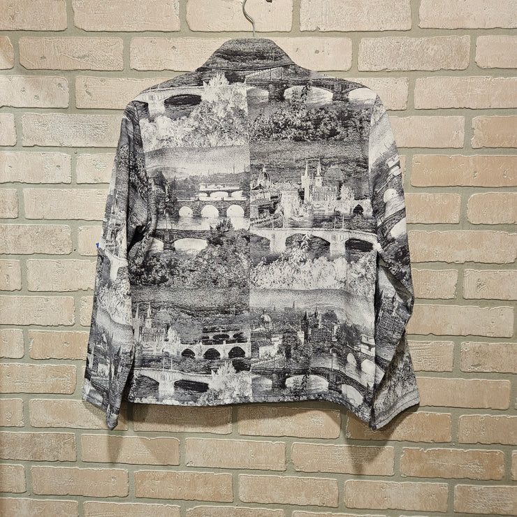 GRAY/WHITE ZIP UP JACKET $159