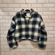 BLUE/GREEN FLEECE CROP TOP $48