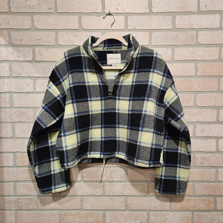 BLUE/GREEN FLEECE CROP TOP $48