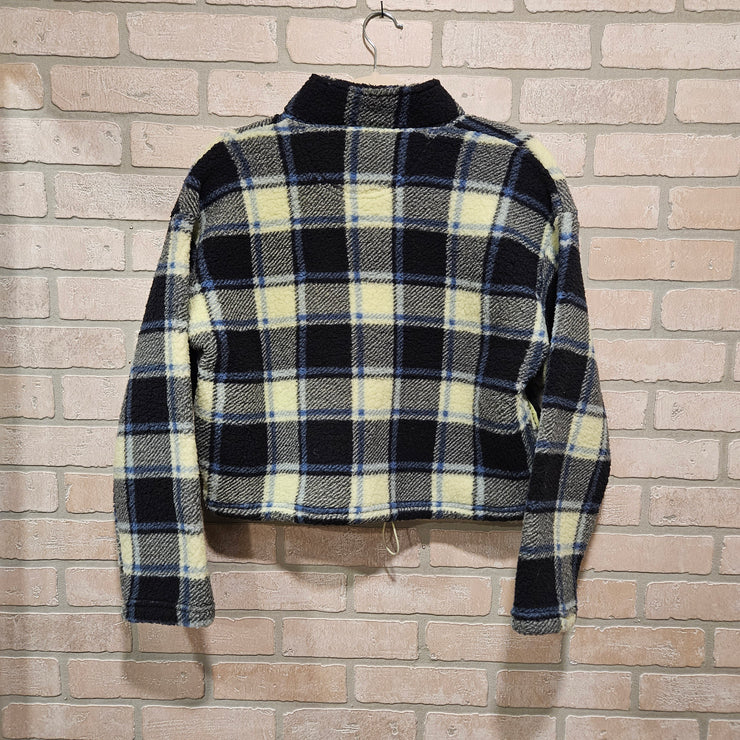 BLUE/GREEN FLEECE CROP TOP $48