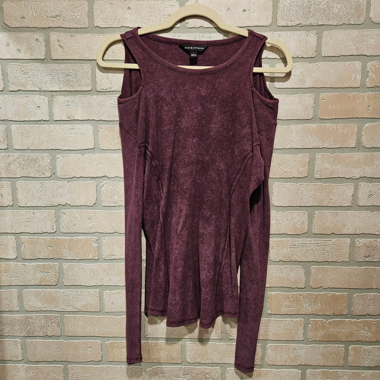 PURPLE COLD SHOULDER TOP $58