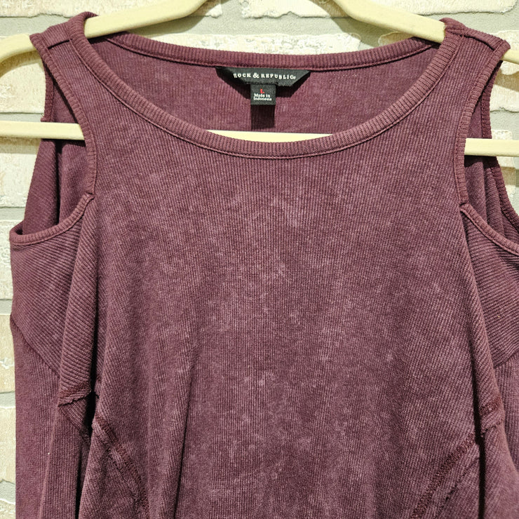 PURPLE COLD SHOULDER TOP $58
