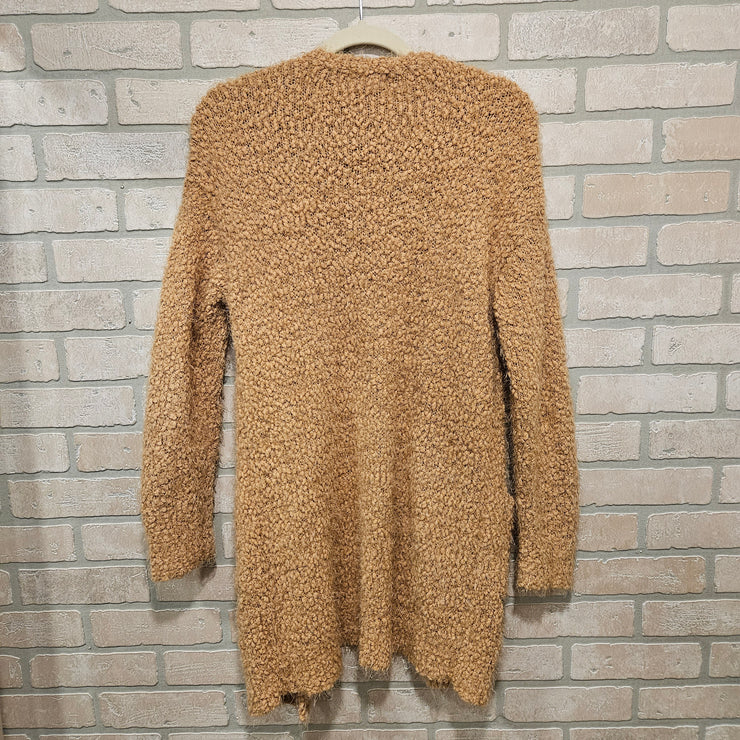 YELLOW FUZZY OPEN CARDIGAN