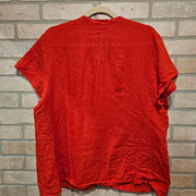 RED 100% IRISH LINEN TOP $198