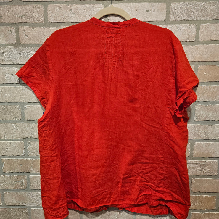 RED 100% IRISH LINEN TOP $198