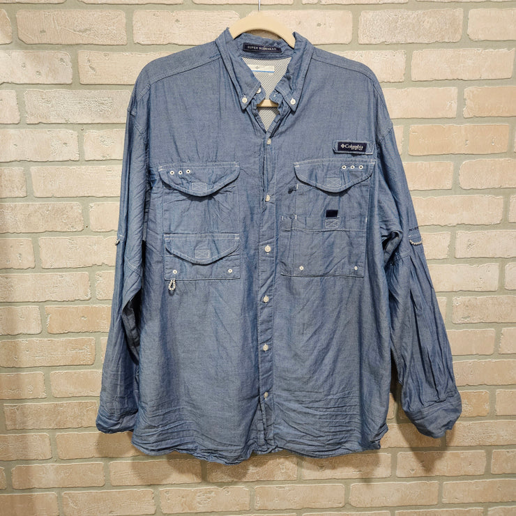 BLUE DENIM LONG SLEEVE SHIR$79