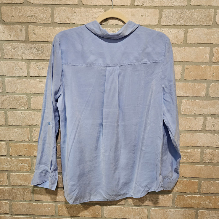 BLUE LONG SLEEVE BLOUSE $89