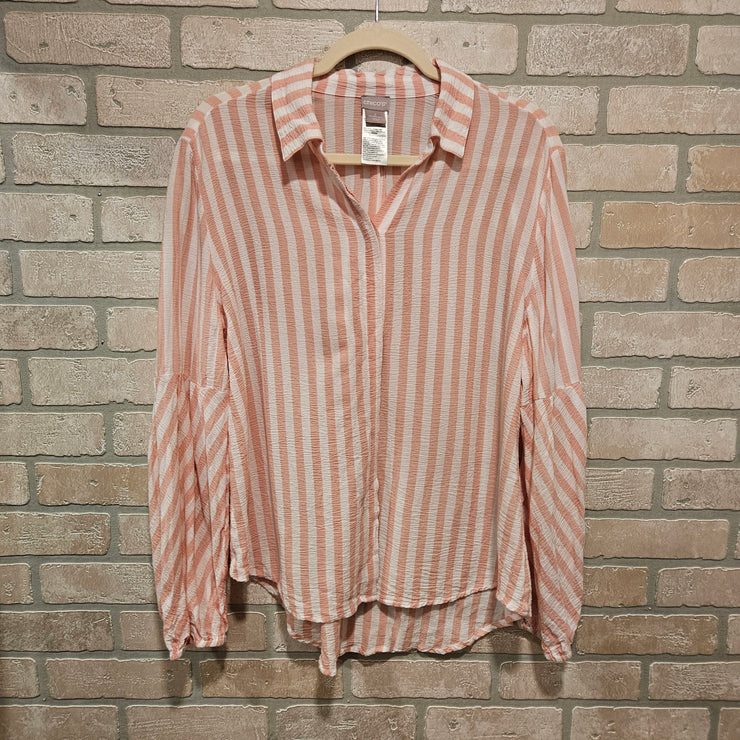 PINK/WHITE STRIPED BLOUSE $79