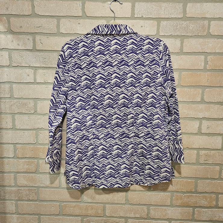 PURPLE/WHITE BLOUSE $89