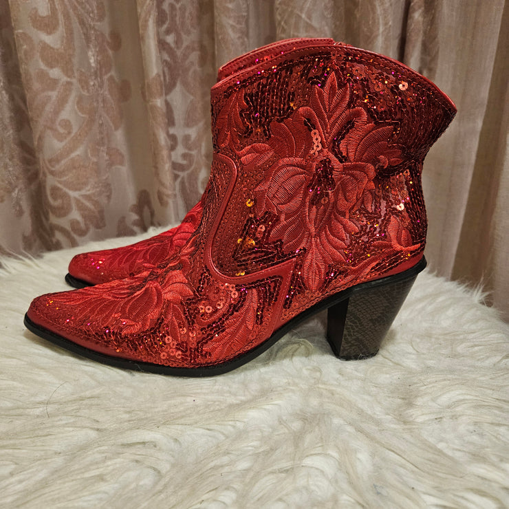 RED SPARKLY BOOTS (NEW) $165