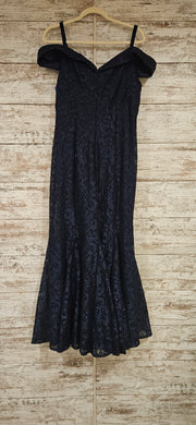NAVY LACE LONG EVENING GOWN