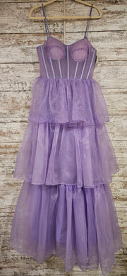 LAVENDER LAYERED A LINE GOWN