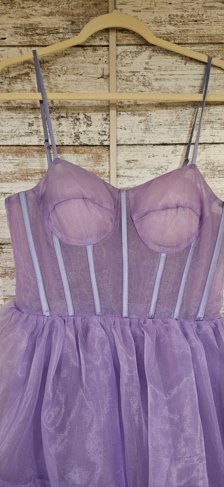 LAVENDER LAYERED A LINE GOWN