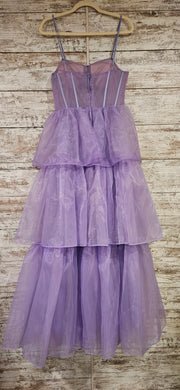 LAVENDER LAYERED A LINE GOWN