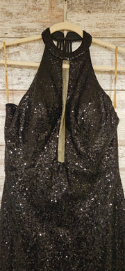 BLACK SPARKLY LONG DRESS