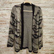 GRAY/BLACK FUZZY CARDIGAN $99