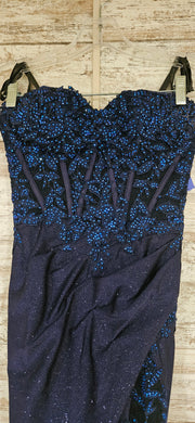 NAVY SPARKLY LONG EVENING GOWN