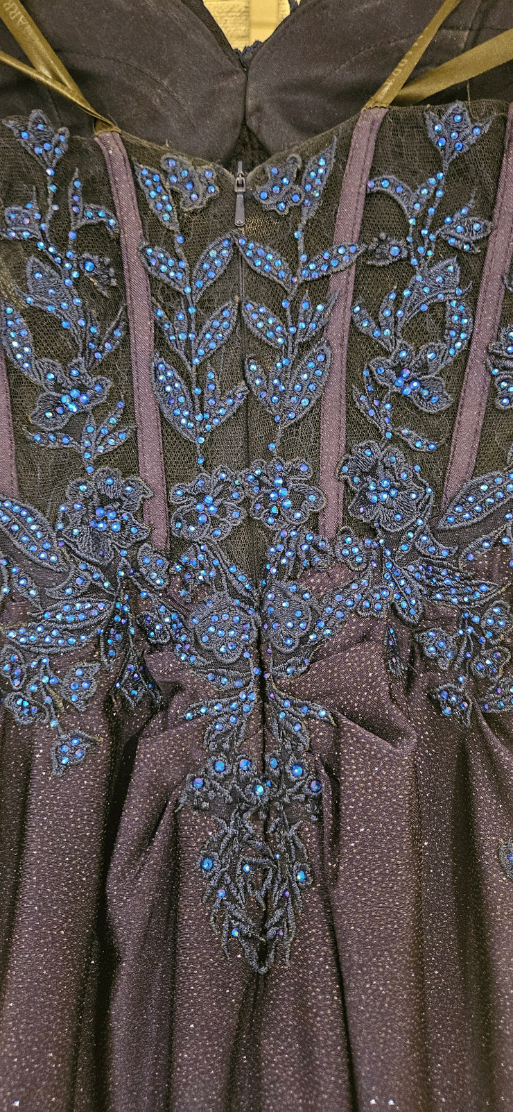 NAVY SPARKLY LONG EVENING GOWN