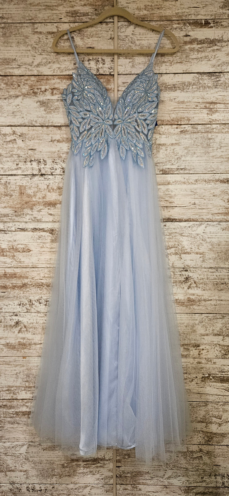 BLUE SPARKLY TOP A LINE GOWN