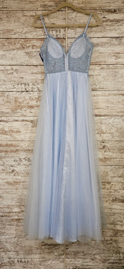 BLUE SPARKLY TOP A LINE GOWN