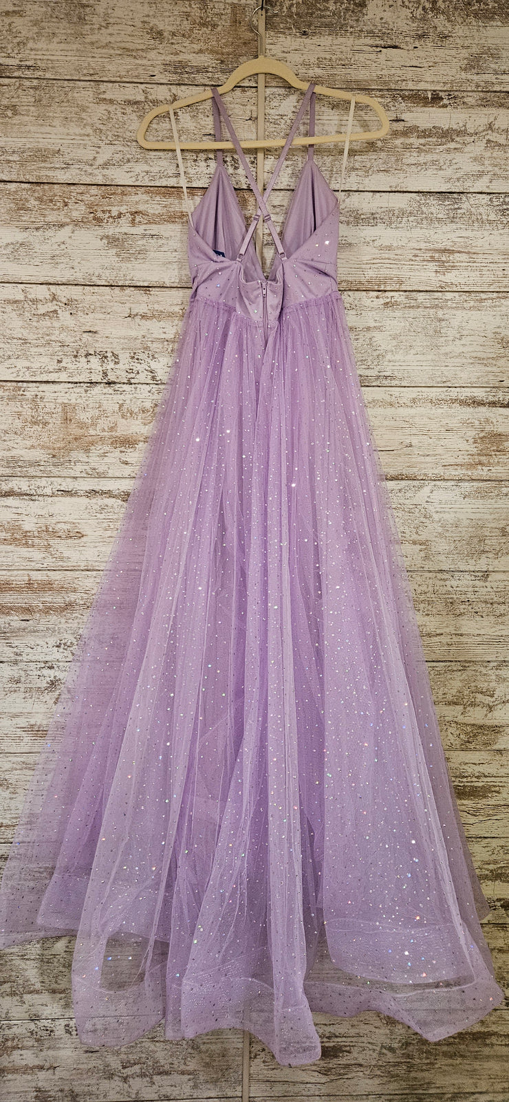 LAVENDER SPARKLY A LINE GOWN