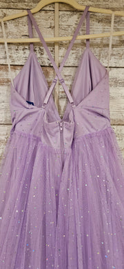 LAVENDER SPARKLY A LINE GOWN