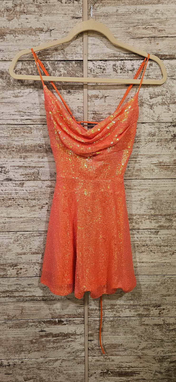 ORANGE SPARKLY SHORT DRESS