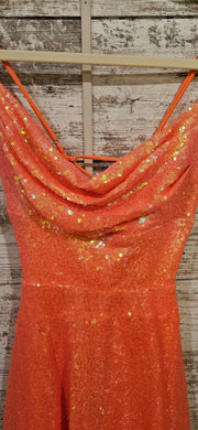 ORANGE SPARKLY SHORT DRESS