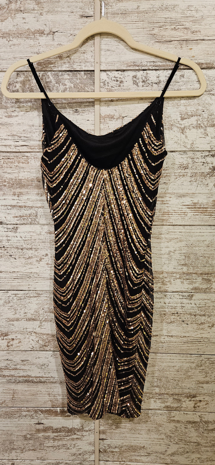 BLACK/GOLD SPARKLY SHORT DRESS