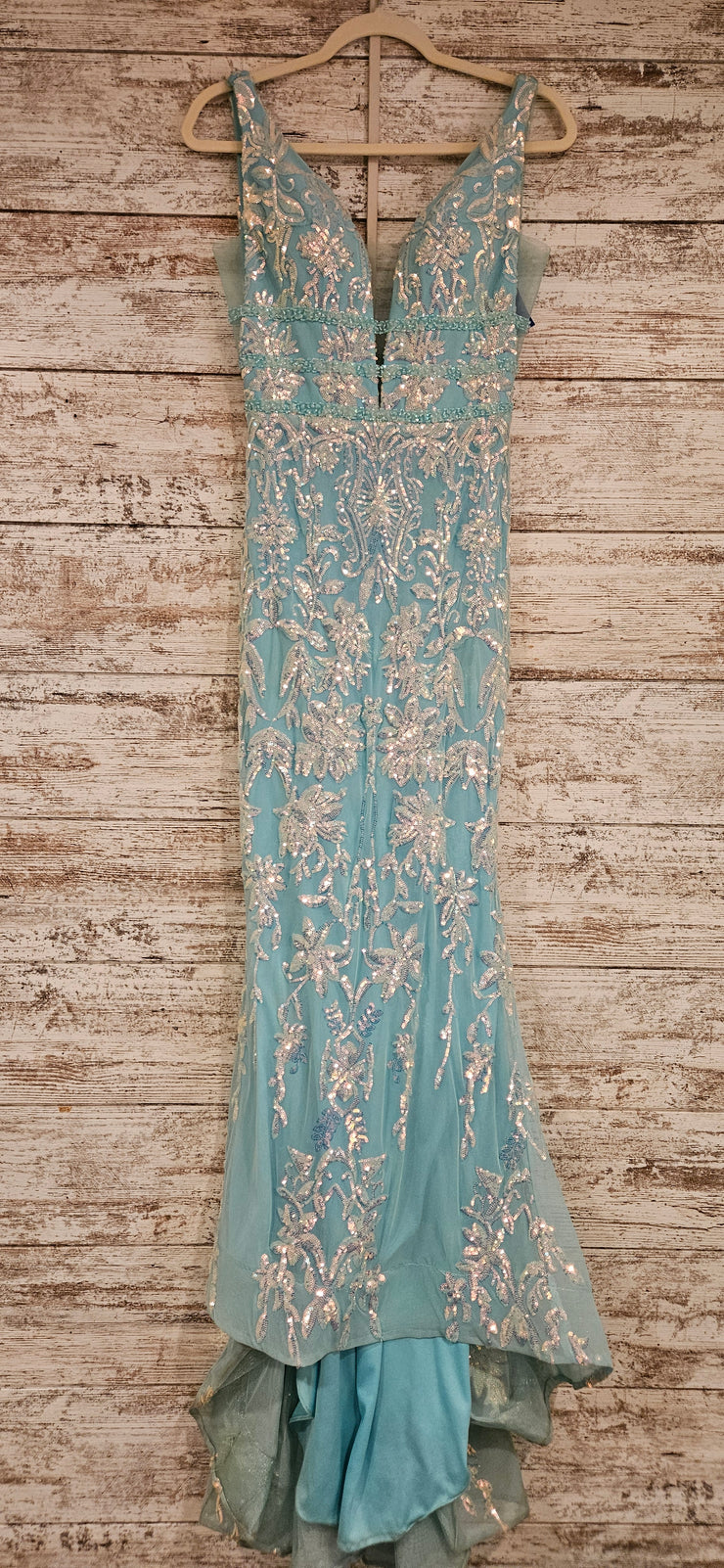 BLUE/GREEN SPARKLY LONG DRESS