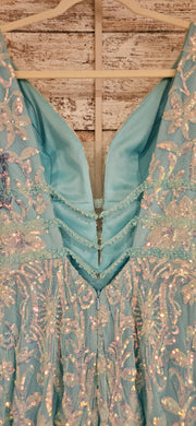 BLUE/GREEN SPARKLY LONG DRESS
