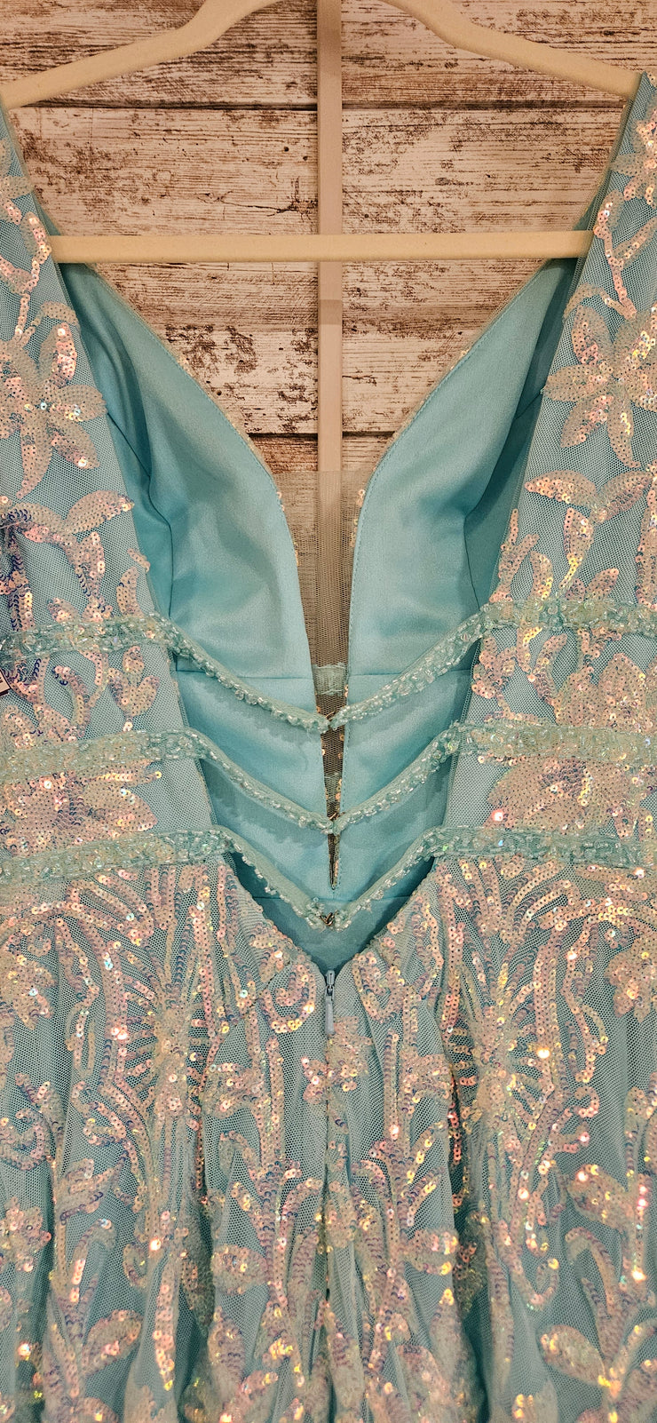 BLUE/GREEN SPARKLY LONG DRESS