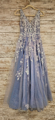 PURPLE/FLORAL SPARKLY A LINE