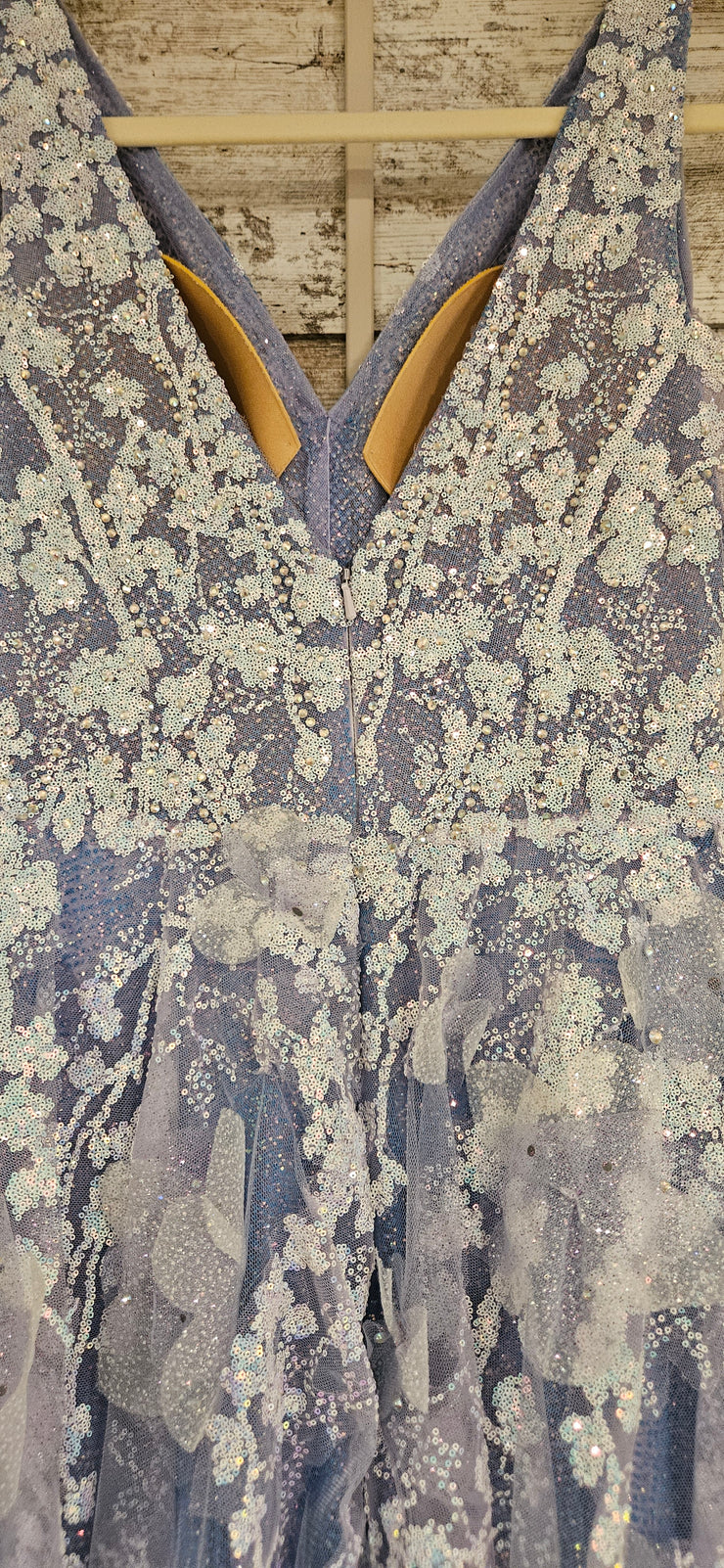 PURPLE/FLORAL SPARKLY A LINE