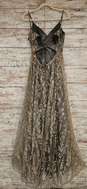 GRAY/GOLD SPARKLY A LINE GOWN