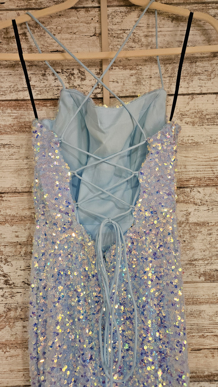 BLUE SEQUIN LONG DRESS (NEW)