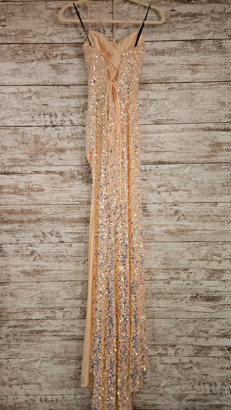 PINK SEQUIN LONG DRESS (NEW)