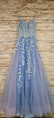BLUE/FLORAL SPARKLY A LINE-NEW