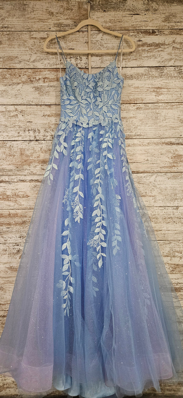 BLUE/FLORAL SPARKLY A LINE-NEW